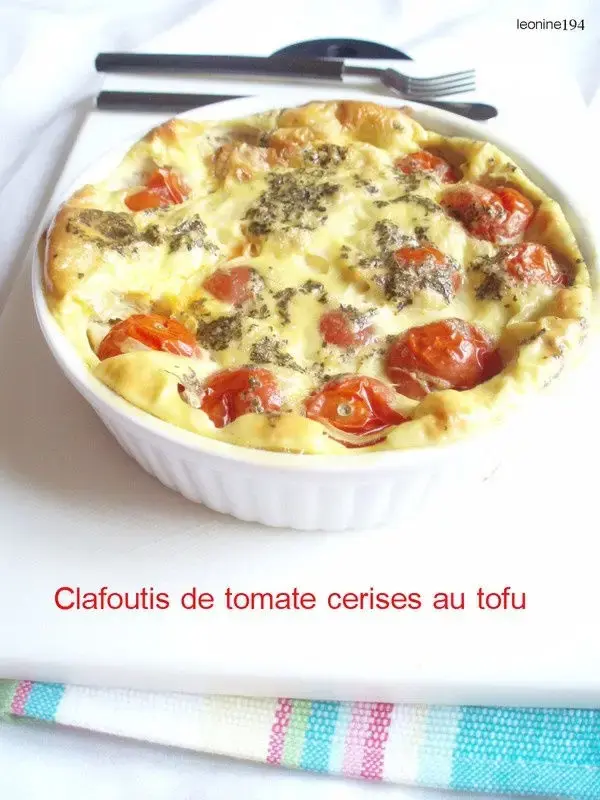 clafoutis aux tomates cerises et au tofu