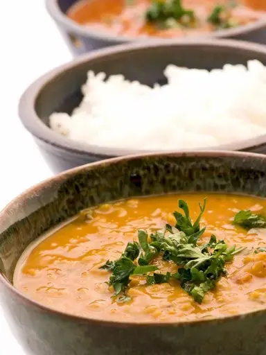 Dhal de lentilles corail avec lait de coco